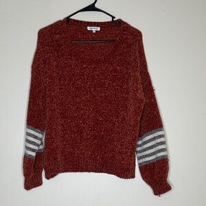 Miracle Maroon Sweater with Gray Stripes